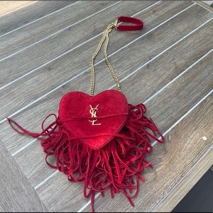 Yves Saint Laurent red heart shape crossbody bag